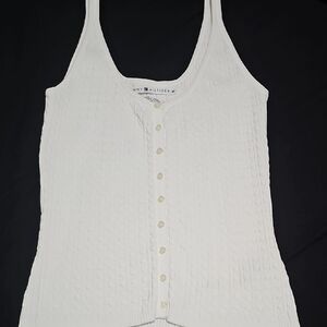 Tommy Hilfiger Women's White Button-Down Tank Top